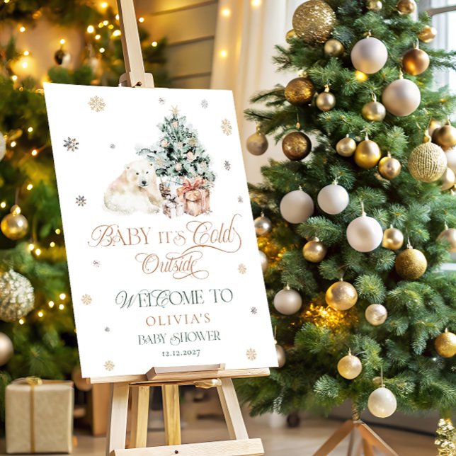 Cold Outside Cute Polar Bear Baby Shower Welcome Foam Board (Creator Uploaded)