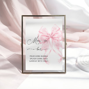 Cold Outside Pink Bow Baby Shower Mom-osa Bar Poster