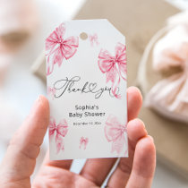 Cold Outside Pink Bow Baby Shower Thank You Gift Tags