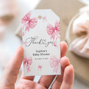 Cold Outside Pink Bow Baby Shower Thank You Gift Tags