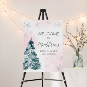 Cold Outside Pink Winter Welcome Sign