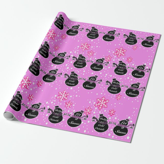 Cold Outside Pink wrapping paper  (Unrolled)