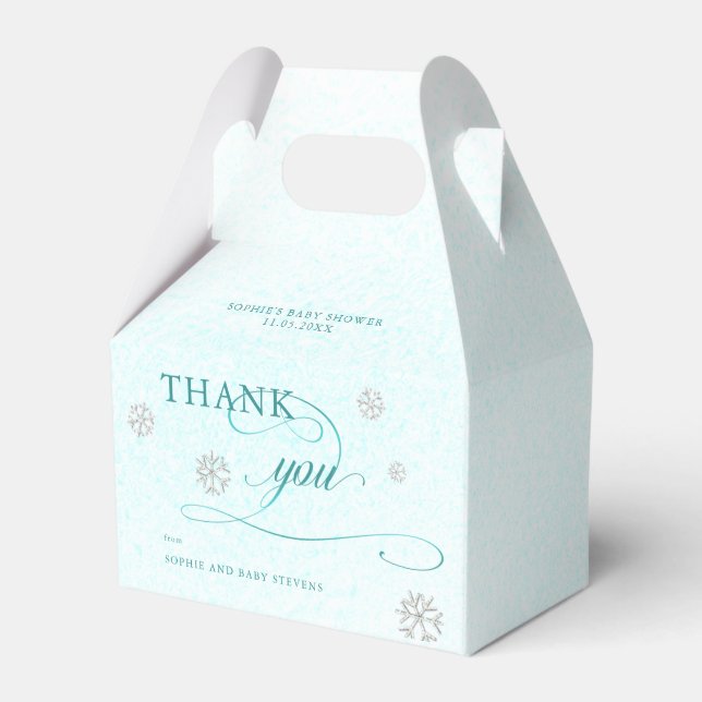 Cold Outside Rhinestone Glitter Winter Baby Shower Favor Boxes (Front Side)