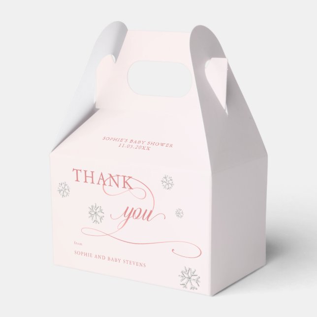 Cold Outside Rhinestone Glitter Winter Baby Shower Favor Boxes (Front Side)