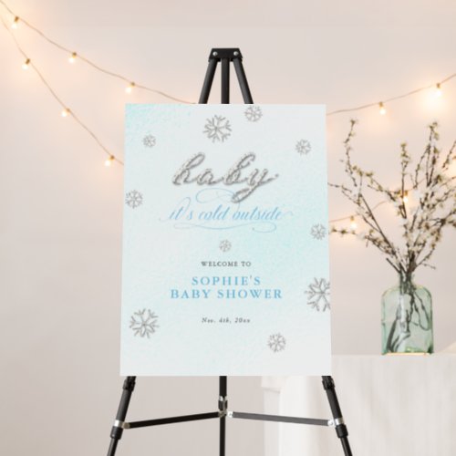 Cold Outside Rhinestone Glitter Winter Baby Shower Foam Board