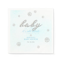 Cold Outside Rhinestone Glitter Winter Baby Shower Napkins