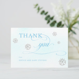 Cold Outside Rhinestones Winter Boy Baby Shower Thank You Card