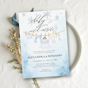 Cold Outside Snowflake Sweater Winter Baby Shower Invitation