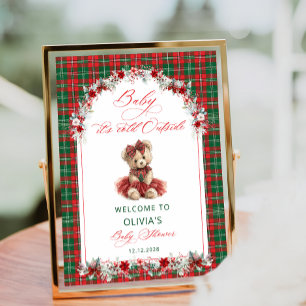 Cold Outside Teddy Bear Baby Shower Welcome Poster