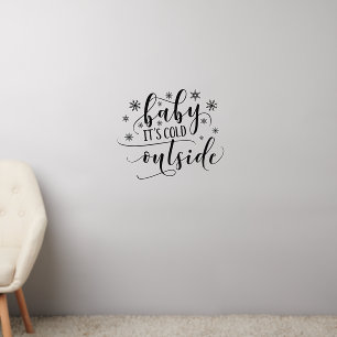 Cold Outside Text Snowflakes Holiday Wall Decal