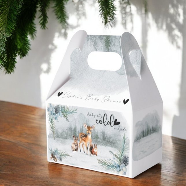 Cold Outside Winter Animals Modern Baby Shower Favor Boxes (Creator Uploaded)