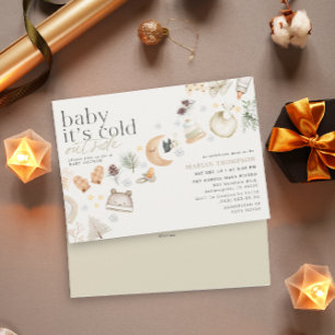 Cold Outside Winter Baby Shower Neutral Color Invitation