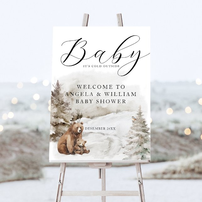 Cold Outside Winter Forest Baby Shower Welcome Foam Board (Creator Uploaded)