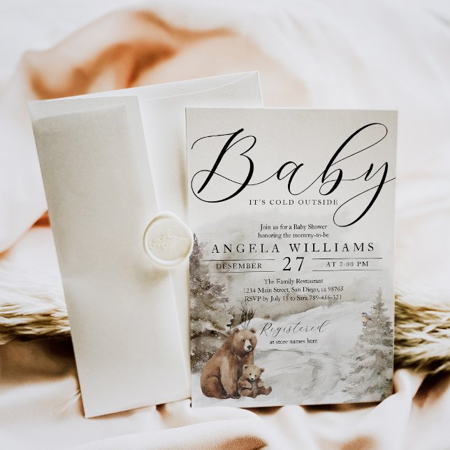 Cold Outside Winter Forest Neutral Baby Shower Invitation (Creator Uploaded)