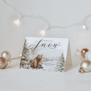 Cold Outside Winter Forest Neutral Baby Shower Letterpress Thank You Card