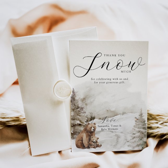 Cold Outside Winter Forest Neutral Baby Shower Thank You Card (Creator Uploaded)