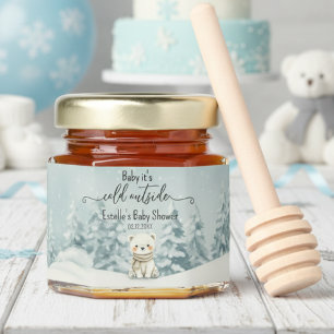 Cold Outside Winter Gender Neutral Baby Shower Honey Jar Favors