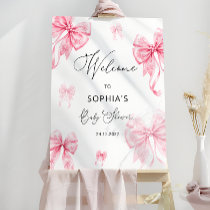Cold Outside Winter Pink Bow Baby Shower Welcome Foam Board