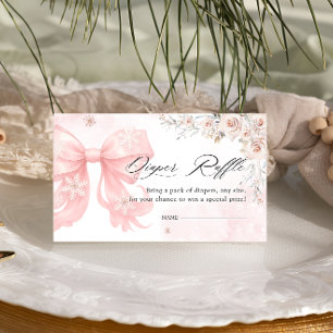 Cold Outside Winter Pink Bow Diaper Raffle Enclosure Card
