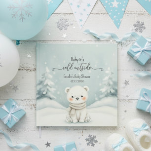 Cold Outside Winter Polar Bear Baby Shower  Guest Book