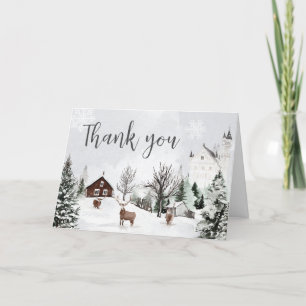 Cold Outside Winter Wonderland Baby Shower  Letterpress Thank You Card