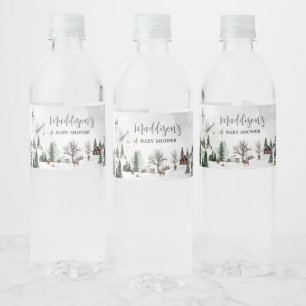 Cold Outside Winter Wonderland Baby Shower Water Bottle Label