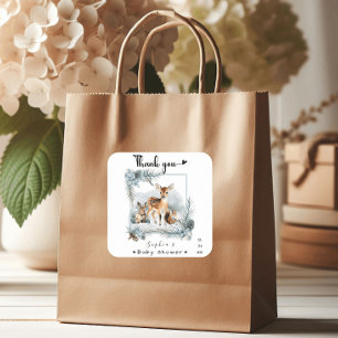 Cold Outside Winter Woodland Animals Thank you Square Sticker