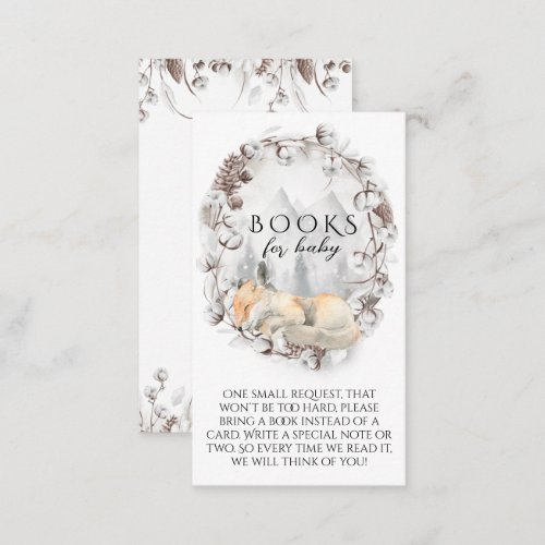 Cold outside Winter Woodland Baby books request Enclosure Card