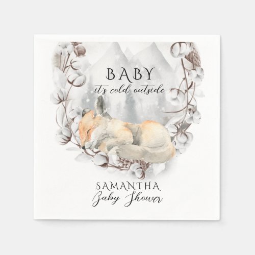 Cold outside Winter Woodland Baby Shower Napkins