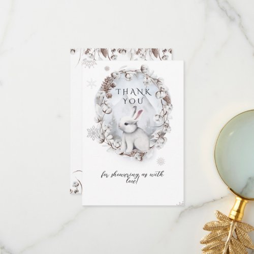 Cold outside Winter Woodland Baby Shower Thank You Card