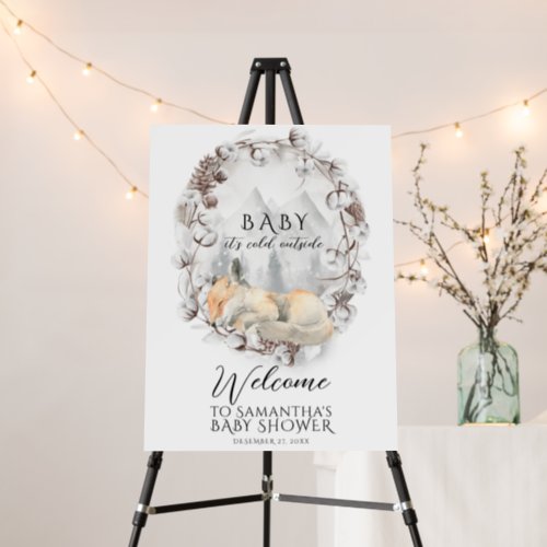 Cold outside Winter Woodland Baby Shower welcome  Foam Board