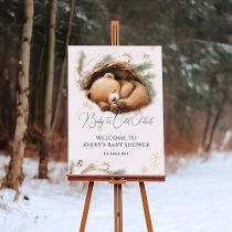 Cold Outside Woodland Bear Winter Baby Shower Foam Board