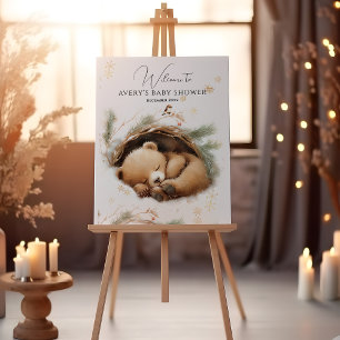 Cold Outside Woodland Bear Winter Baby Shower Foam Board