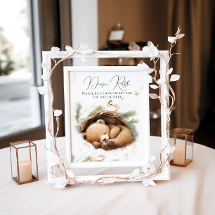 Cold Outside Woodland Bear Winter Baby Shower Poster