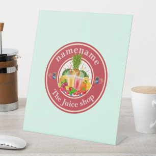 Cold Pressed Juice Smoothies fruit shop logo name Pedestal Sign