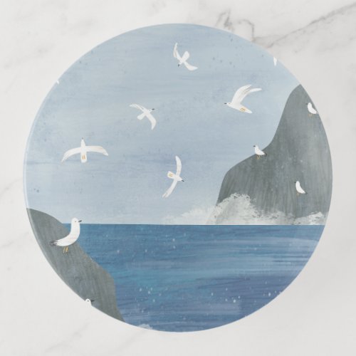 Cold sea and seagulls trinket tray