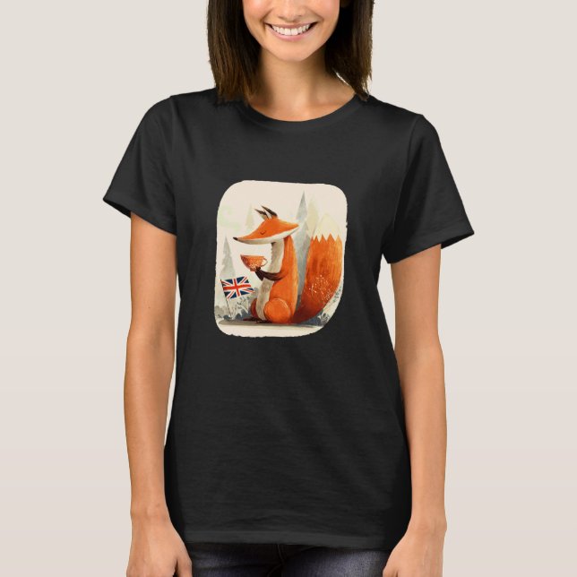 Cold Season and Tea Time with This Pretty Fox Cost T-Shirt (Front)