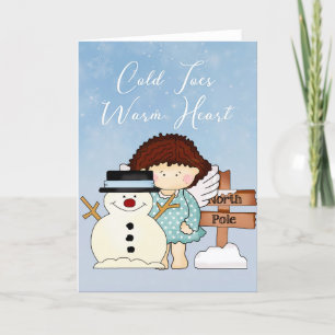 Cold Toes Warm Heart - Winter Angel & Snowman Card