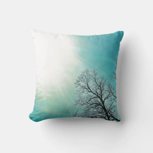 Cold Trees & A Winter Sun Nature Art Throw Pillow