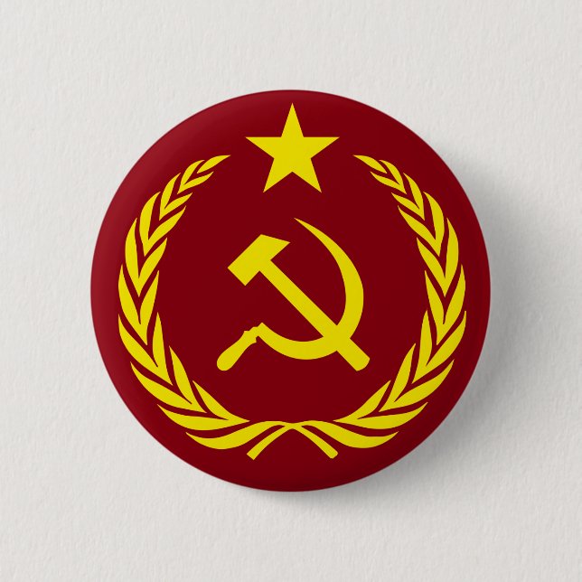 Cold War Communist Flag Round Button (Front)