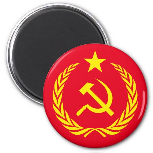 Cold War Communist Flag Round Magnet