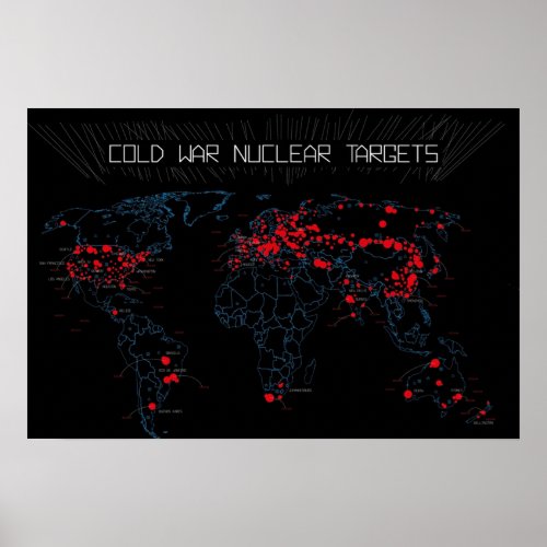 Cold War Nuclear Targets Map Poster