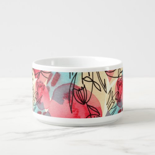 Cold Warm Watercolor Floral Geometric Bowl