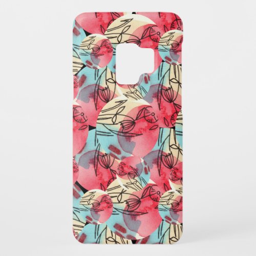 Cold Warm Watercolor Floral Geometric Case_Mate Samsung Galaxy S9 Case