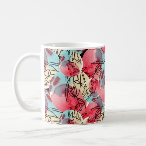 Cold Warm Watercolor Floral Geometric Coffee Mug