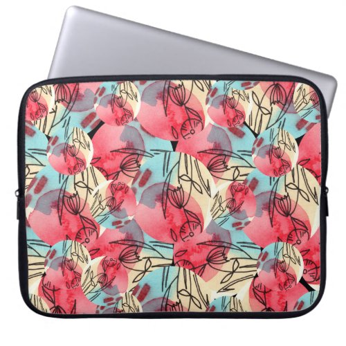 Cold Warm Watercolor Floral Geometric Laptop Sleeve