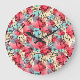 Cold Warm Watercolor Floral Geometric Large Clock
