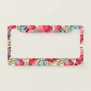Cold Warm Watercolor Floral Geometric License Plate Frame
