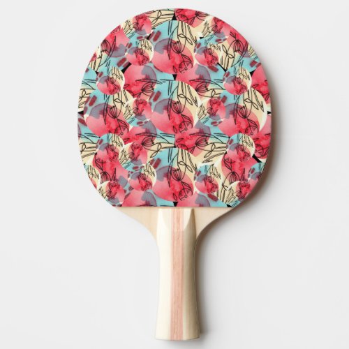 Cold Warm Watercolor Floral Geometric Ping Pong Paddle