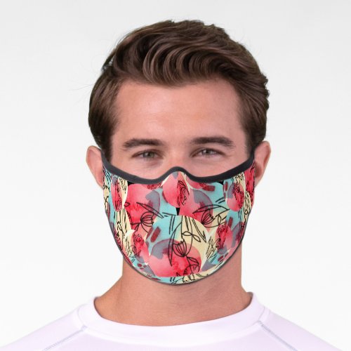 Cold Warm Watercolor Floral Geometric Premium Face Mask